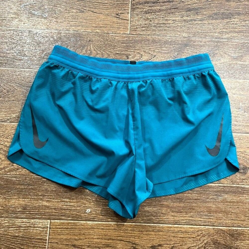 Nike Running Shorts Womens Large Teal Aeroswift 2" Inseam Racing Athletic Gym